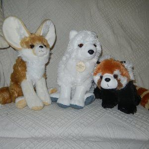 3 Wild Republic Arctic Fox Fennec Fox Red Panda Plush